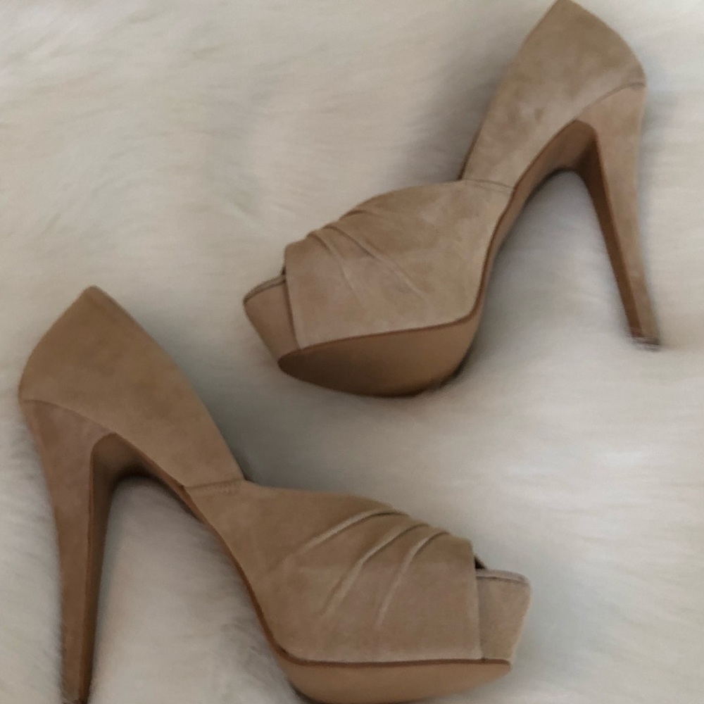 Aldo peep toe suede high heels